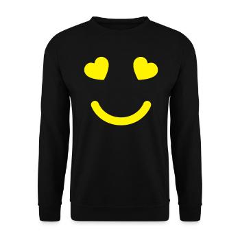 LOVE AND SMILE - SMILING - HEART EYES - LOVE - Unisex Sweatshirt - black - Front - Alina (178cm) & Michal (187cm)