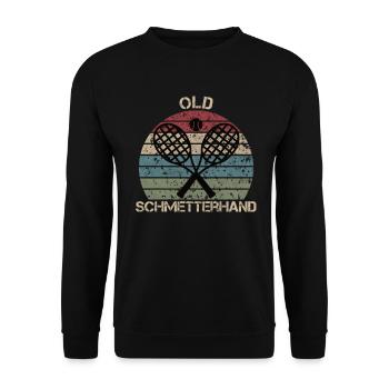 Alte Schmetterhand Tennis - Unisex Pullover - Schwarz - Vorne - Alina (178cm) & Michal (187cm)