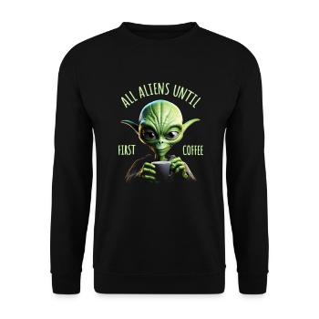Coffee Alien - Unisex Sweatshirt - black - Front - Alina (178cm) & Michal (187cm)
