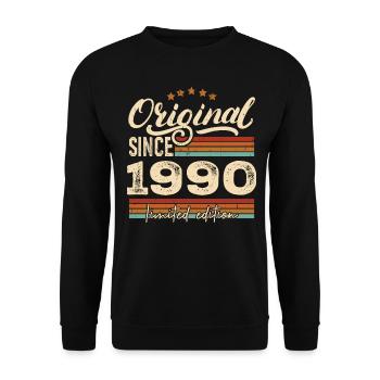 Original 1990 Jahrgang - 1990 Geburtstagsgeschenk - Unisex Pullover - Schwarz - Vorne - Alina (178cm) & Michal (187cm)