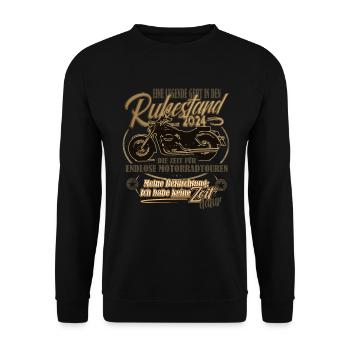 Legende, Rente, Ruhestand, Motorrad, Geschenk - Unisex Pullover - Schwarz - Vorne - Alina (178cm) & Michal (187cm)