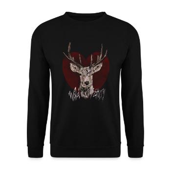 Cerf sauvage et beau, coeur, nature sauvage, cadeau - Sweat-shirt Unisexe - noir - Devant - Alina (178cm) & Michal (187cm)