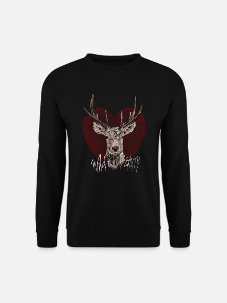 Wild und Schön Hirsch, Herz, Wildnis, Geschenk - Unisex Pullover - Schwarz