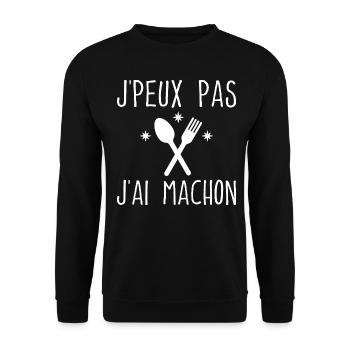 J'peux Pas J'ai Mâchon - Sweat-shirt Unisexe - noir - Devant - Alina (178cm) & Michal (187cm)