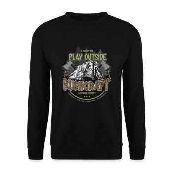 Bushcraft I need to play outside Outdoor Shelter - Unisex Sweatshirt - black - Front - Alina (178cm) & Michal (187cm)