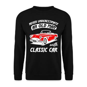 Ne sous-estimez jamais un vieil homme avec une voiture classique - Sweat-shirt Unisexe - noir - Devant - Alina (178cm) & Michal (187cm)