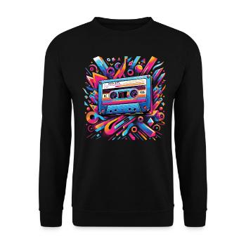 1980s music cassette mixtape gift for retro love - Unisex Sweatshirt - black - Front - Alina (178cm) & Michal (187cm)