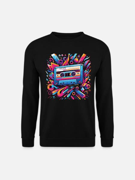 1980er Jahre Musikkassetten-Mixtape-Geschenk für Retro-Liebe - Unisex Pullover - Schwarz