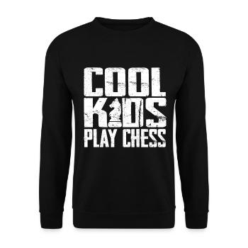 Cool Kids Play Chess - Unisex Pullover - Schwarz - Vorne - Alina (178cm) & Michal (187cm)