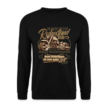 Legende, Rente, Ruhestand, Motorrad, 2025 - Unisex Pullover - Schwarz - Vorne - Alina (178cm) & Michal (187cm)