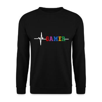 Gamer Heartbeat - Sweat-shirt Unisexe - noir - Devant - Alina (178cm) & Michal (187cm)