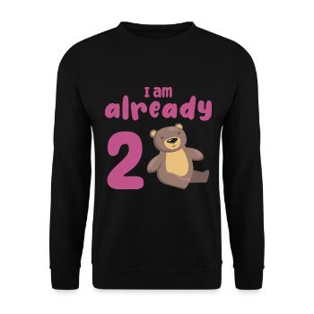 I am already 2 years old 2nd birthday - Unisex Sweatshirt - black - Front - Alina (178cm) & Michal (187cm)