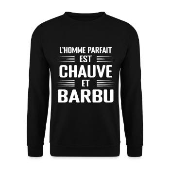 Barbu Chauve Homme Parfait Humour Cadeau - Sweat-shirt Unisexe - noir - Devant - Alina (178cm) & Michal (187cm)