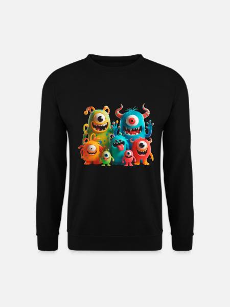 Bunte Monster Familie hat Spaß - Unisex Pullover - Schwarz