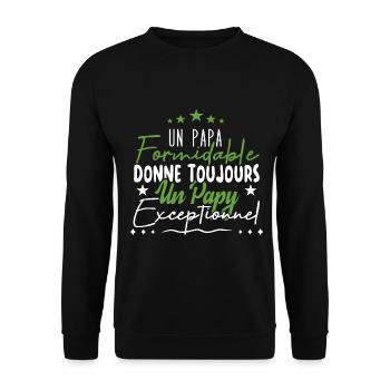 Papa Formidable Donne Un Papy Exceptionnel - Sweat-shirt Unisexe - noir - Devant - Alina (178cm) & Michal (187cm)