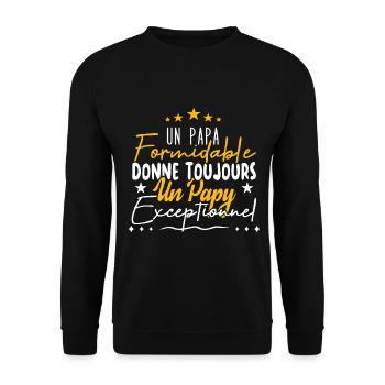 Papa Formidable Donne Un Papy Exceptionnel - Sweat-shirt Unisexe - noir - Devant - Alina (178cm) & Michal (187cm)