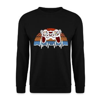 Game Console Gamer Heartbeat - Unisex Sweatshirt - black - Front - Alina (178cm) & Michal (187cm)