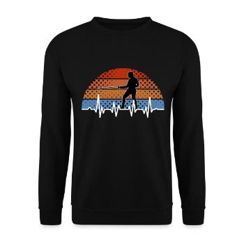 Fechtsport Herzschlag Geschenk - Unisex Pullover - Schwarz - Vorne - Alina (178cm) & Michal (187cm)