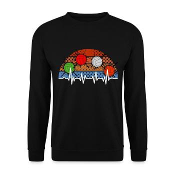 Volleyball Sport Gift Volleyball Heartbeat - Unisex Sweatshirt - black - Front - Alina (178cm) & Michal (187cm)