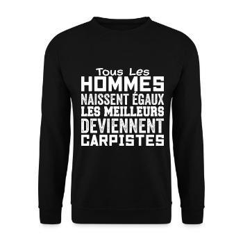 Carpiste Homme Pêcheur Pêche Poisson Cadeau Humour - Sweat-shirt Unisexe - noir - Devant - Alina (178cm) & Michal (187cm)
