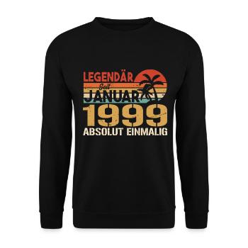 Cadeau d'anniversaire né en janvier 1999 - Sweat-shirt Unisexe - noir - Devant - Alina (178cm) & Michal (187cm)