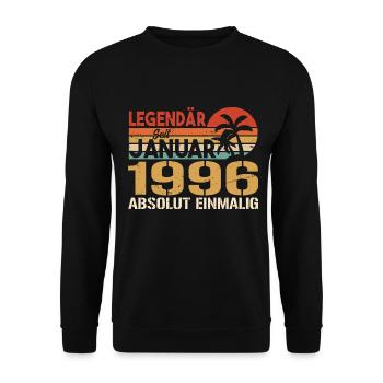 Birthday present born in January 1996 - Unisex Sweatshirt - black - Front - Alina (178cm) & Michal (187cm)