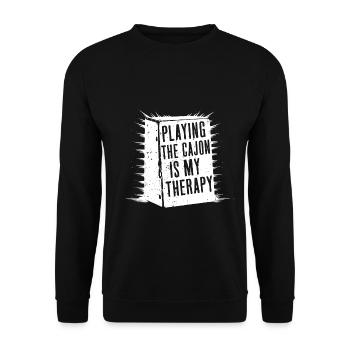 Cajon-Schlagzeuger - Unisex Pullover - Schwarz - Vorne - Alina (178cm) & Michal (187cm)