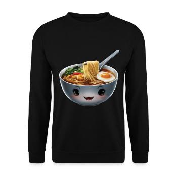 Glücklich Ramen - Unisex Pullover - Schwarz - Vorne - Alina (178cm) & Michal (187cm)