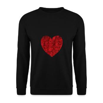 rotes Herz mit Rosen - Unisex Pullover - Schwarz - Vorne - Alina (178cm) & Michal (187cm)