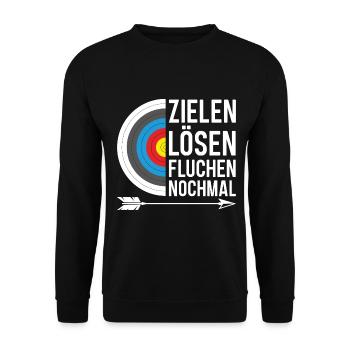 Bogenschütze Bogensport Pfeil Bogen Bogenschießen - Unisex Pullover - Schwarz - Vorne - Alina (178cm) & Michal (187cm)