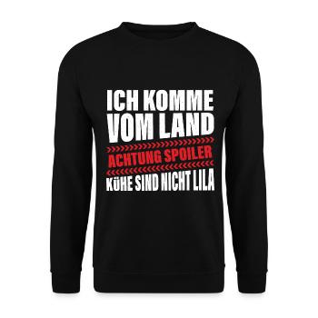 Lila Kühe Land Lustiger Spruch - Unisex Pullover - Schwarz - Vorne - Alina (178cm) & Michal (187cm)
