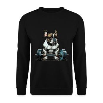 Français Bulldog Frenchie Bodybuilding Dog - Sweat-shirt Unisexe - noir - Devant - Alina (178cm) & Michal (187cm)