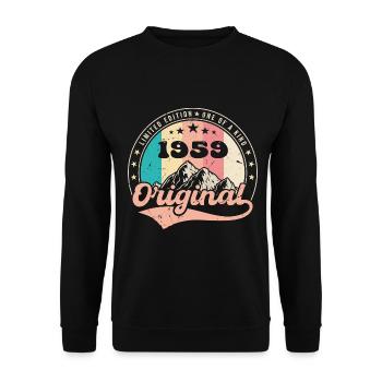 Geburtstagsgeschenk 1959 Frau | Jahrgang 1959 - Unisex Pullover - Schwarz - Vorne - Alina (178cm) & Michal (187cm)
