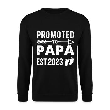 Promoted to Papa 2023 funny Father Sayings Papa - Unisex Sweatshirt - black - Front - Alina (178cm) & Michal (187cm)