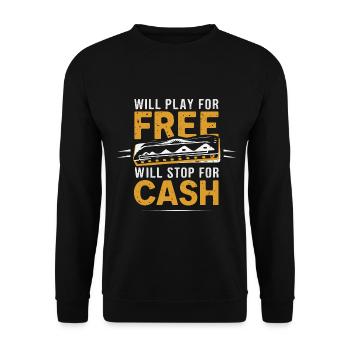 Harmonica Playing Gift - Unisex Sweatshirt - black - Front - Alina (178cm) & Michal (187cm)