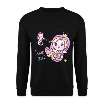 Meerjungfrau - Unisex Pullover - Schwarz - Vorne - Alina (178cm) & Michal (187cm)