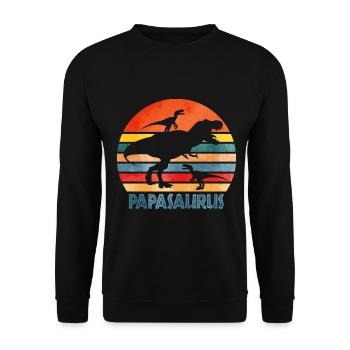 Père Papa Papasaurus - Sweat-shirt Unisexe - noir - Devant - Alina (178cm) & Michal (187cm)
