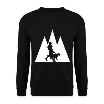 Dreieck Berg und Hund - (3) - Unisex Pullover - Schwarz - Vorne - Alina (178cm) & Michal (187cm)