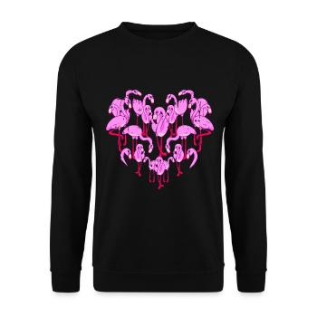 Flamingo Lustiges Flamingo Vogel Geschenk - Unisex Pullover - Schwarz - Vorne - Alina (178cm) & Michal (187cm)