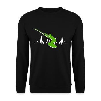 Wakeboard Wind Surf Gift Heartbeat - Unisex Sweatshirt - black - Front - Alina (178cm) & Michal (187cm)