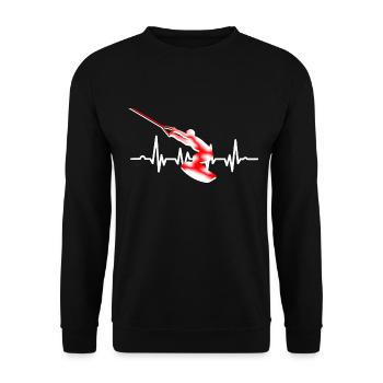 Wakeboard Wind Surf Gift Heartbeat - Unisex Sweatshirt - black - Front - Alina (178cm) & Michal (187cm)