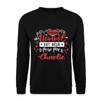 Cadeau Homme déja pris par Charlie - Sweat-shirt Unisexe - noir - Devant - Alina (178cm) & Michal (187cm)