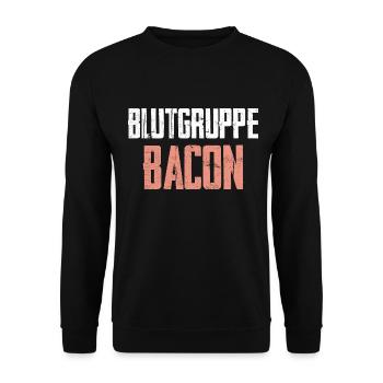 Blutgruppe Bacon - Unisex Pullover - Schwarz - Vorne - Alina (178cm) & Michal (187cm)