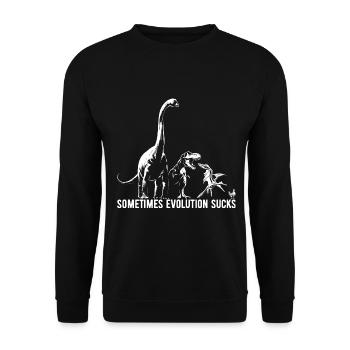 Sometimes Evolution sucks - Dinosaurier - Huhn - Unisex Pullover - Schwarz - Vorne - Alina (178cm) & Michal (187cm)