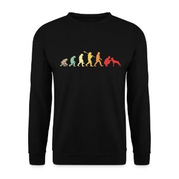 Évolution Drôle Chien de Berger Belge Malinois - Sweat-shirt Unisexe - noir - Devant - Alina (178cm) & Michal (187cm)