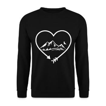 Arrow in Heartshape and Mountain - (B) - Unisex Sweatshirt - black - Front - Alina (178cm) & Michal (187cm)