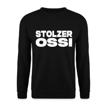 Stolzer Ossi - Ostdeutscher - Unisex Pullover - Schwarz - Vorne - Alina (178cm) & Michal (187cm)