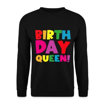 Fille Anniversaire Anniversaire Reine! Fille - Sweat-shirt Unisexe - noir - Devant - Alina (178cm) & Michal (187cm)