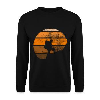 Retro - Wandern - - Unisex Pullover - Schwarz - Vorne - Alina (178cm) & Michal (187cm)