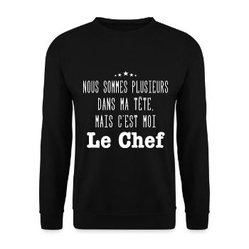 c'est moi le chef - Sweat-shirt Unisexe - noir - Devant - Alina (178cm) & Michal (187cm)